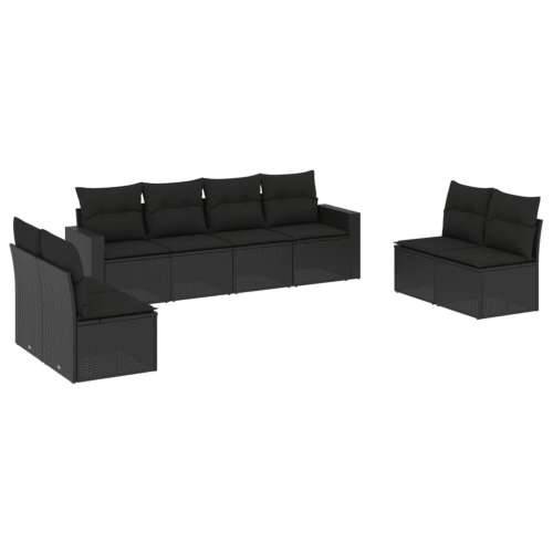 Vrtna garnitura - 8-dijelni set vrtnih sofa od poliratana s jastucima crni - Crna 1 Bez stola Cijena