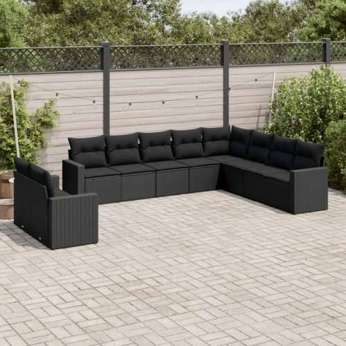 Vrtna garnitura - 10-dijelni set vrtnih sofa s jastucima crni od poliratana - Crna 1 Bez stola Cijena