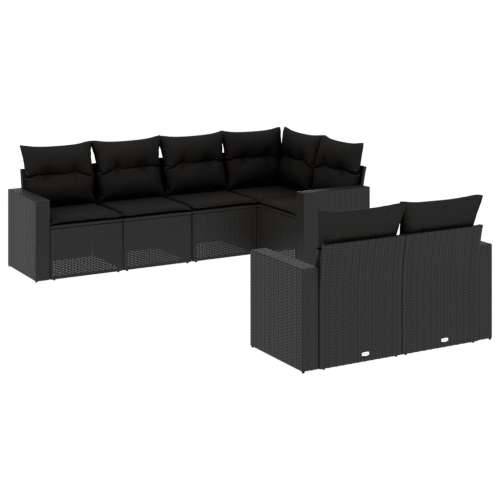 Vrtna garnitura - 7-dijelni set vrtnih sofa od poliratana s jastucima crni - Crna 7 Cijena