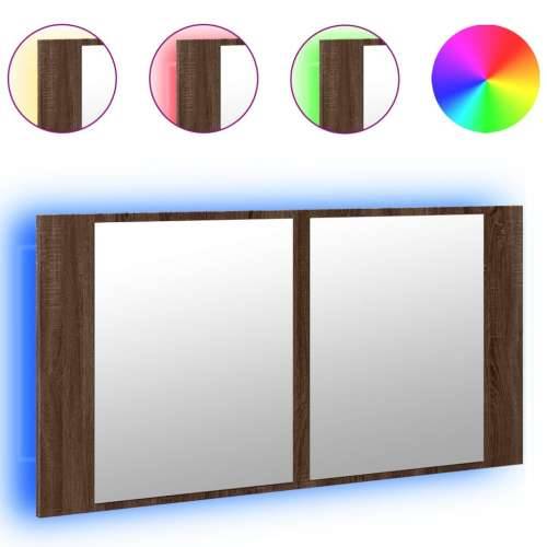 LED kupaonski ormarić s ogledalom boja hrasta 90x12x45 akrilni - Smeđi hrast 1 Cijena