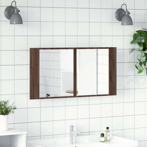 LED kupaonski ormarić s ogledalom boja hrasta 90x12x45 akrilni - Smeđi hrast 1 Cijena