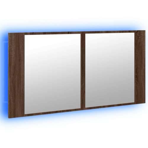 LED kupaonski ormarić s ogledalom boja hrasta 90x12x45 akrilni - Smeđi hrast 1 Cijena