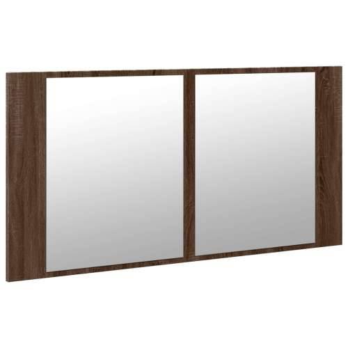 LED kupaonski ormarić s ogledalom boja hrasta 90x12x45 akrilni - Smeđi hrast 1 Cijena