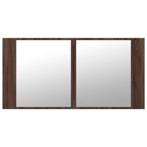 LED kupaonski ormarić s ogledalom boja hrasta 90x12x45 akrilni - Smeđi hrast 1 Cijena