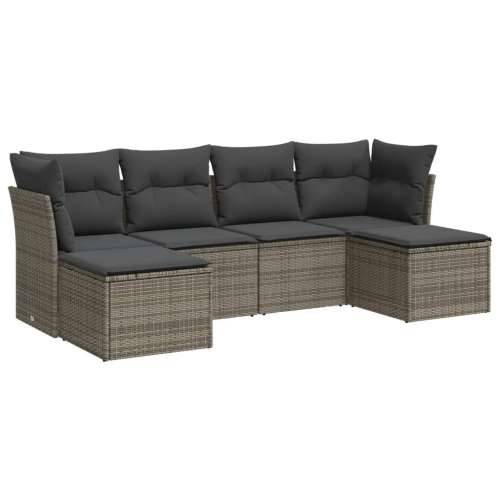 Vrtna garnitura - 6-dijelni set vrtnih sofa od poliratana s jastucima sivi - Siva Bez stola 1 Cijena