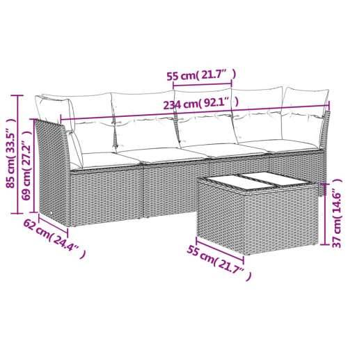 5-dijelni vrtni set sofa s jastucima bež od poliratana - bež i siva Sa stolom 1 Cijena