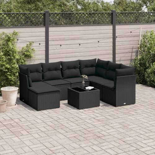 Vrtna garnitura - 8-dijelni set vrtnih sofa od poliratana s jastucima crni - Crna Bez stola 1 Cijena