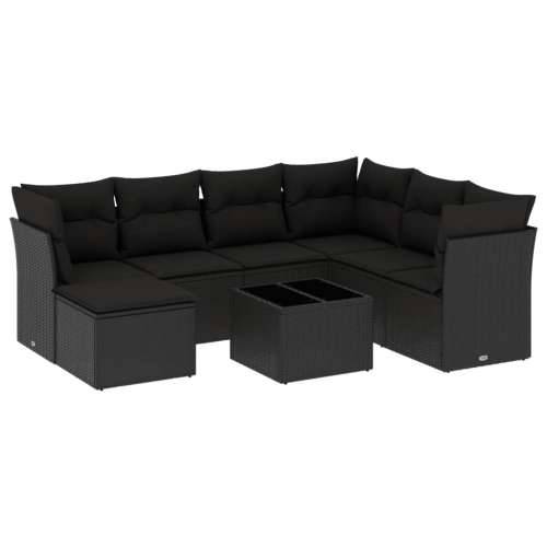 Vrtna garnitura - 8-dijelni set vrtnih sofa od poliratana s jastucima crni - Crna Bez stola 1 Cijena