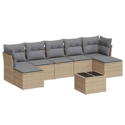 Vrtna garnitura - 8-dijelni set vrtnih sofa od poliratana s jastucima bež - bež i siva Bez stola 1 Cijena