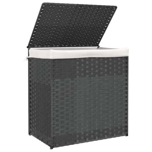 Košara za rublje s 2 odjeljka siva 53 x 35 x 57cm od poliratana - Siva 1 Cijena