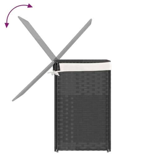 Košara za rublje s 2 odjeljka siva 53 x 35 x 57cm od poliratana - Siva 1 Cijena