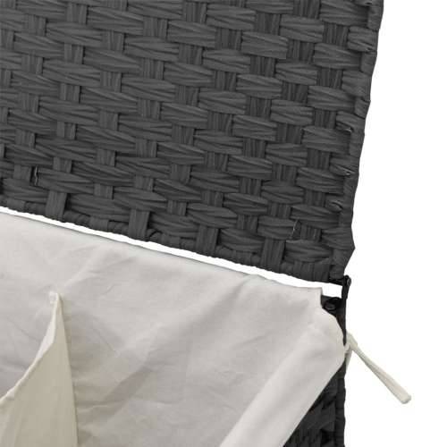 Košara za rublje s 2 odjeljka siva 53 x 35 x 57cm od poliratana - Siva 1 Cijena