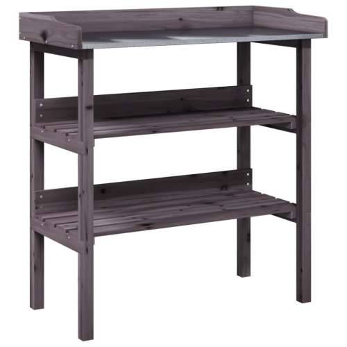 Stol za biljke s policama sivi 78x38x82,5 cm masivna jelovina - Siva 1 Cijena