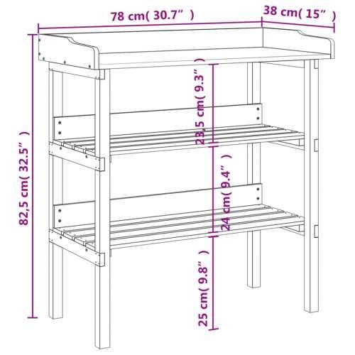 Stol za biljke s policama sivi 78x38x82,5 cm masivna jelovina - Siva 1 Cijena