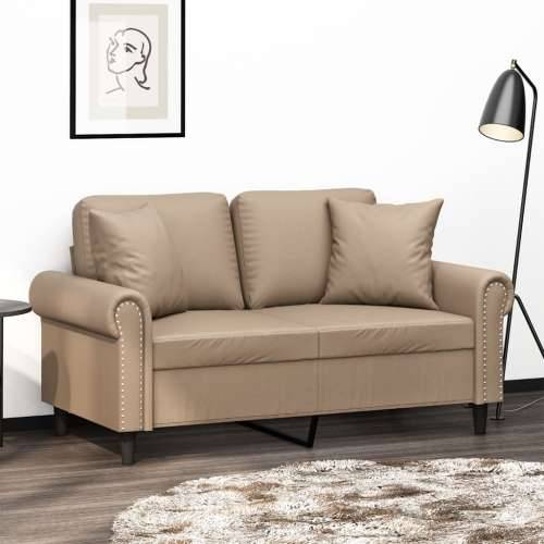Dvosjed s ukrasnim jastucima boja cappuccina 120cm umjetna koža - Boja cappuccina 140 cm Cijena