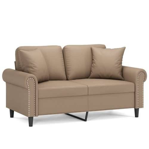 Dvosjed s ukrasnim jastucima boja cappuccina 120cm umjetna koža - Boja cappuccina 140 cm Cijena