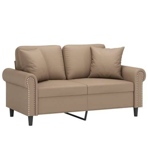 Dvosjed s ukrasnim jastucima boja cappuccina 120cm umjetna koža - Boja cappuccina 140 cm Cijena