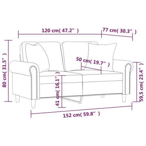 Dvosjed s ukrasnim jastucima boja cappuccina 120cm umjetna koža - Boja cappuccina 140 cm Cijena