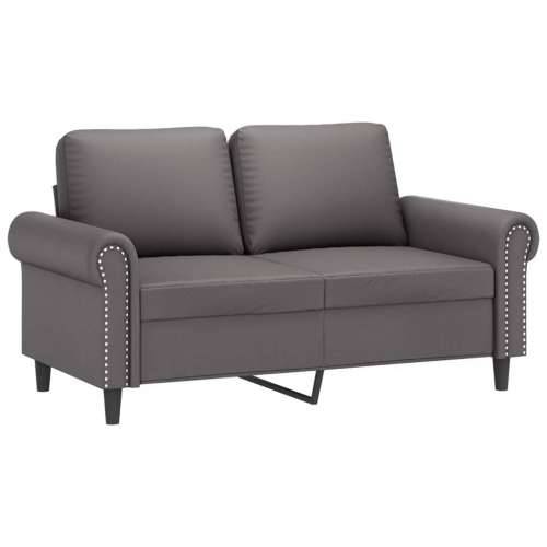 2-dijelni set sofa s jastucima sivi od umjetne kože - Siva Bez oslonca za noge Cijena