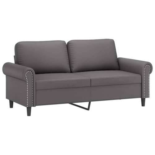2-dijelni set sofa s jastucima sivi od umjetne kože - Siva Bez oslonca za noge Cijena