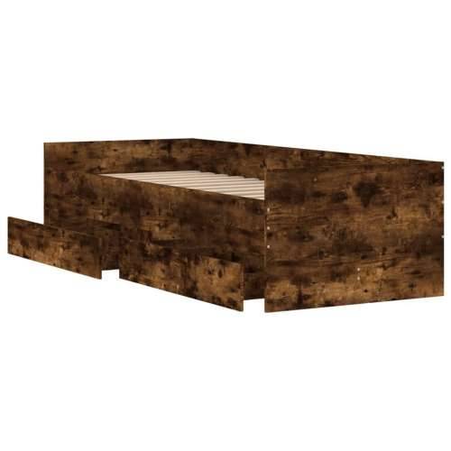 Okvir kreveta s ladicama boja hrasta 75 x 190 cm za jednu osobu Dimljeni hrast 75 x 190 cm Cijena