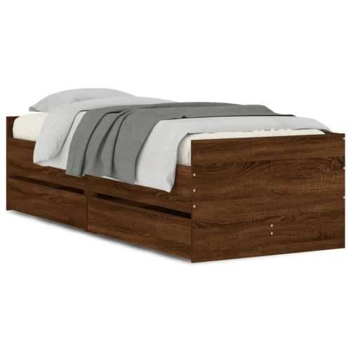 Okvir kreveta s ladicama boja hrasta 75 x 190 cm za jednu osobu Smeđi hrast 75 x 190 cm Cijena