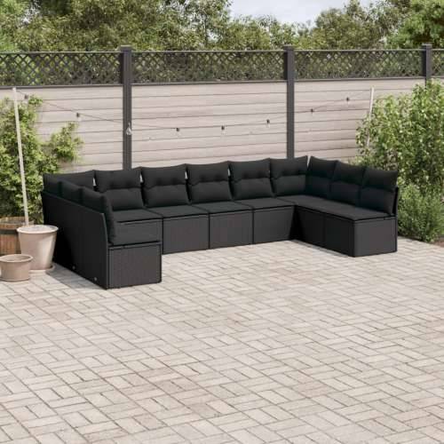 Vrtna garnitura - 10-dijelni set vrtnih sofa s jastucima crni od poliratana - Crna Bez stola 1 Cijena