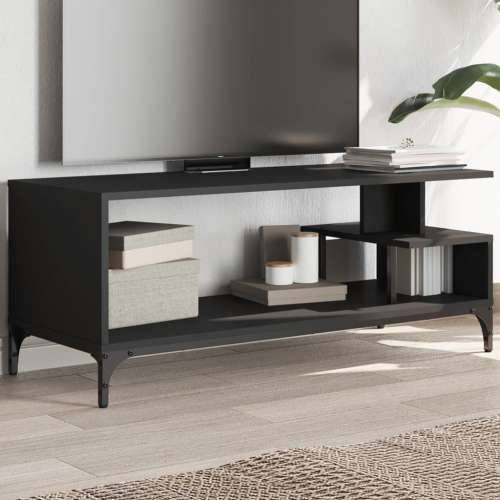 TV ormarić crni 102x40x41 cm konstruirano drvo i čelik - Crna 1 Cijena