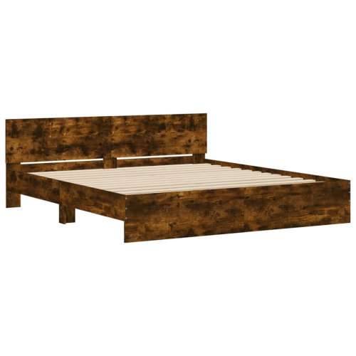 Okvir za krevet s uzglavljem i LED boja hrasta 200x200 cm - Dimljeni hrast 200 x 200 cm Cijena
