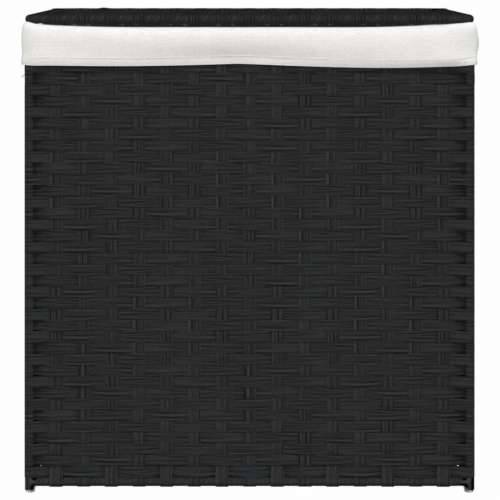 Košara za rublje s 2 odjeljka crna 53 x 35 x 57cm od poliratana - Crna 1 Cijena