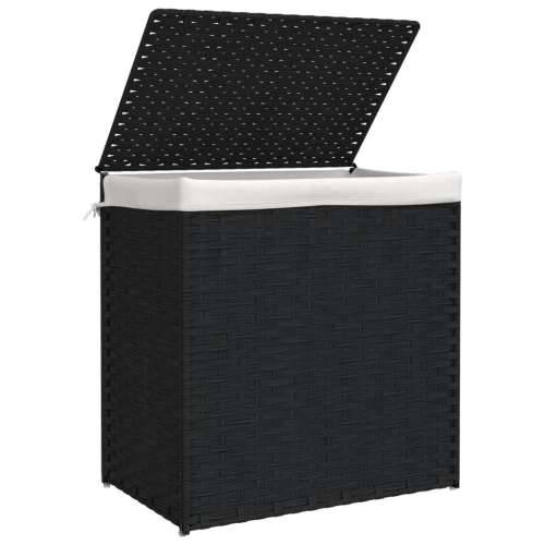 Košara za rublje s 2 odjeljka crna 53 x 35 x 57cm od poliratana - Crna 1 Cijena
