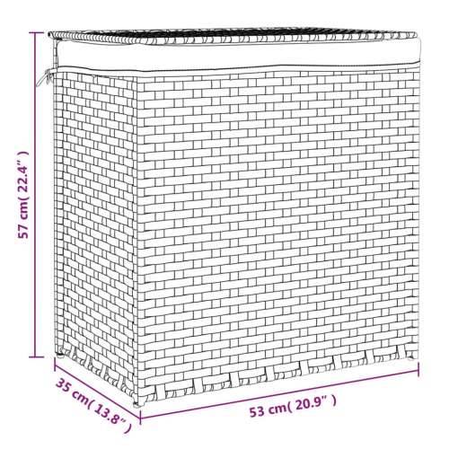 Košara za rublje s 2 odjeljka crna 53 x 35 x 57cm od poliratana - Crna 1 Cijena