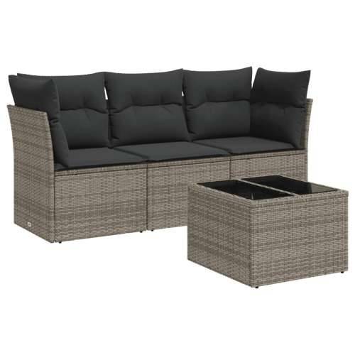 Vrtna garnitura - 4-dijelni set vrtnih sofa od poliratana s jastucima sivi - Siva Sa stolom 1 Cijena