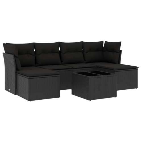 Vrtna garnitura - 7-dijelni set vrtnih sofa od poliratana s jastucima crni - Crna Bez stola 1 Cijena