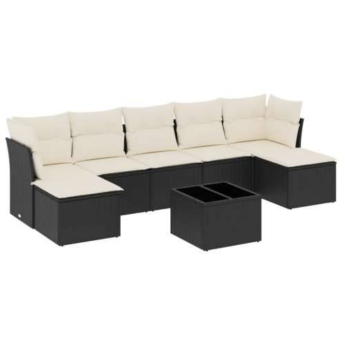 Vrtna garnitura - 8-dijelni set vrtnih sofa od poliratana s jastucima crni - Crna i krem Bez stola 1 Cijena