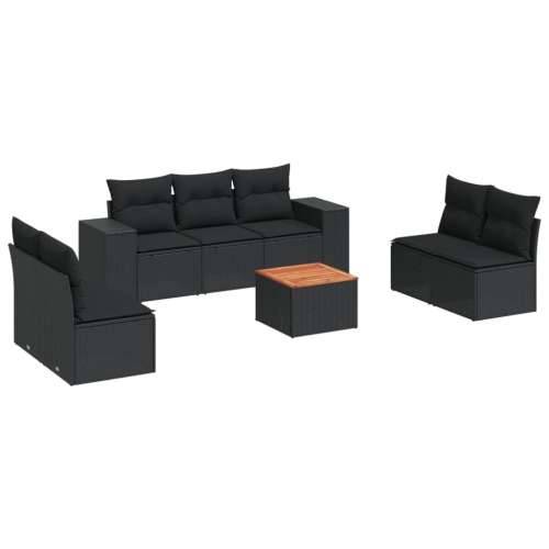 Vrtna garnitura - 8-dijelni set vrtnih sofa od poliratana s jastucima crni - Crna 8 Cijena