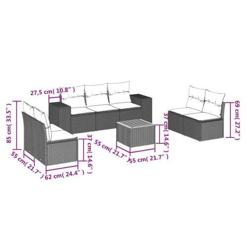 Vrtna garnitura - 8-dijelni set vrtnih sofa od poliratana s jastucima crni - Crna 8 Cijena