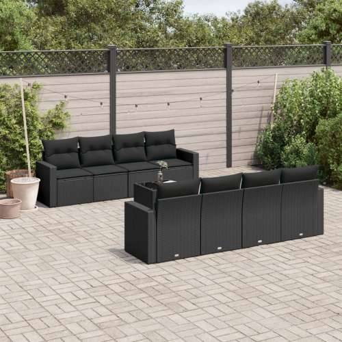 Vrtna garnitura - 9-dijelni set vrtnih sofa s jastucima crni od poliratana - Crna 9 Cijena