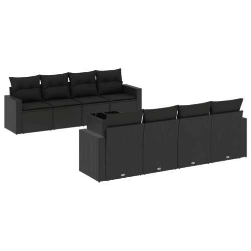 Vrtna garnitura - 9-dijelni set vrtnih sofa s jastucima crni od poliratana - Crna 9 Cijena