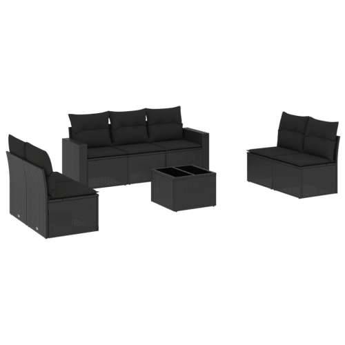 Vrtna garnitura - 8-dijelni set vrtnih sofa od poliratana s jastucima crni - Crna 1 Sa stolom Cijena
