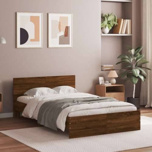 Okvir kreveta s uzglavljem smeđa boja hrasta 120x200 cm - Smeđi hrast 120 x 200 cm Cijena