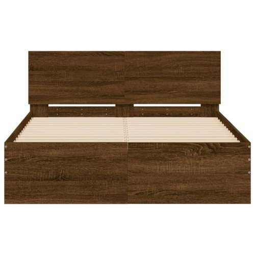 Okvir kreveta s uzglavljem smeđa boja hrasta 120x200 cm - Smeđi hrast 120 x 200 cm Cijena