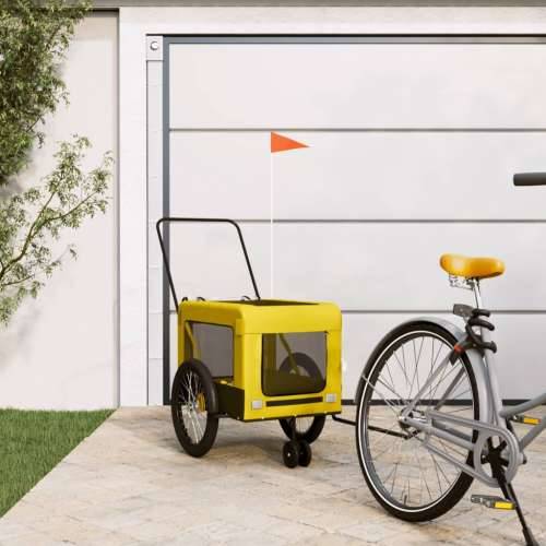 Prikolica za bicikl za ljubimce žuto-crna od tkanine i željeza Cijena
