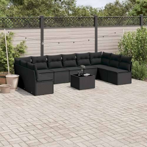 Vrtna garnitura - 11-dijelni set vrtnih sofa od poliratana s jastucima crni - Crna Sa stolom 1 Cijena