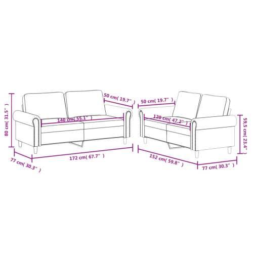 2-dijelni set sofa s jastucima boja vina od umjetne kože - boja crnog vina Bez oslonca za noge Cijena