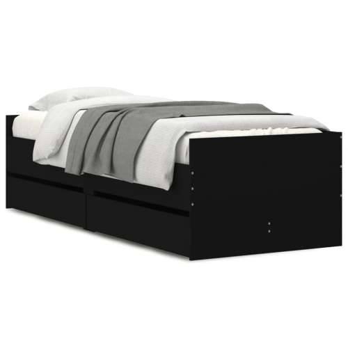 Okvir za krevet s ladicama crni 75 x 190 cm mali za jednu osobu - Crna 75 x 190 cm Cijena