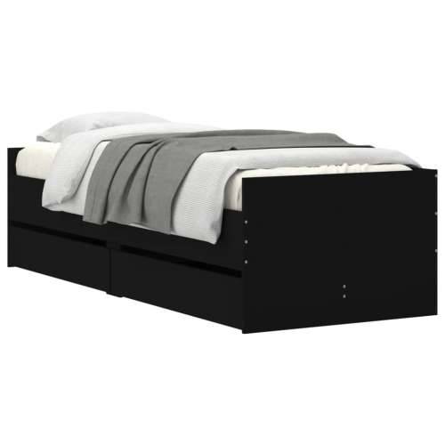 Okvir za krevet s ladicama crni 75 x 190 cm mali za jednu osobu - Crna 75 x 190 cm Cijena