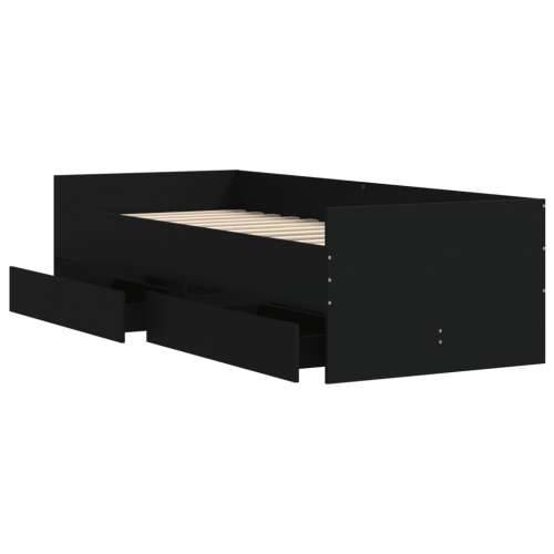 Okvir za krevet s ladicama crni 75 x 190 cm mali za jednu osobu - Crna 75 x 190 cm Cijena