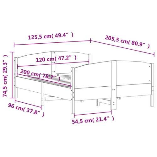 Okvir kreveta bez madraca bijeli 120 x 200 cm masivna borovina - Bijela 120 x 200 cm Cijena