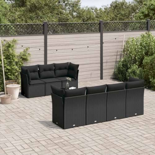 Vrtna garnitura - 8-dijelni set vrtnih sofa od poliratana s jastucima crni - Crna stol + 4x kutna + 3x srednja 1 Cijena